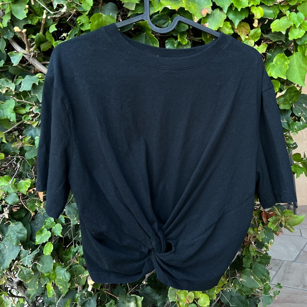 Topshop Front Twist Black Tee Tshirt Size 8